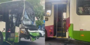 Colisão entre três ônibus deixa 20 feridos na av. Presidente Vargas