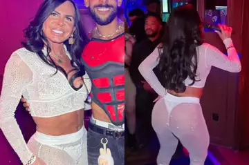 Gretchen usa look transparente na Irlanda